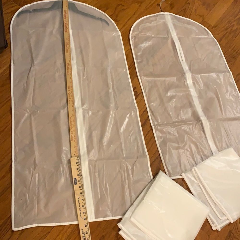 Four piece dust proof garment covers set includes two dress size & two suit size